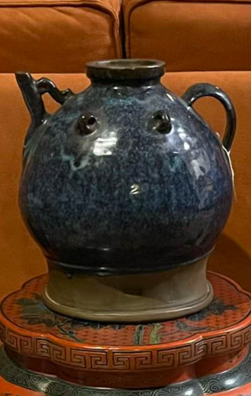 清代炉钧釉紫砂四耳丁酒支